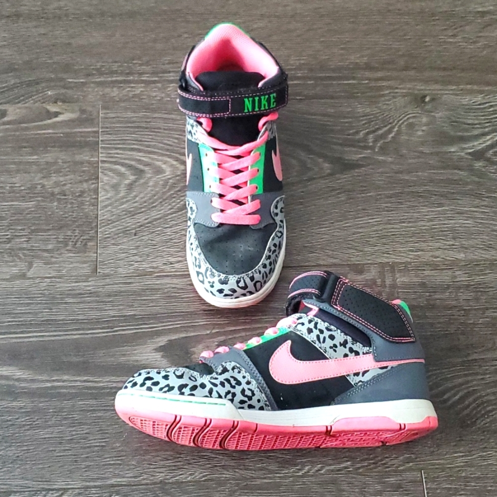 💚💕 Nike Air Morgan 2 Mid Gray Cheetah Black Pink - 6.5Y Sneakers Teens/Adults